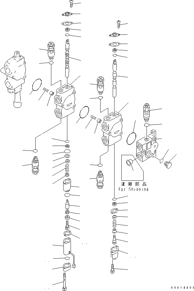 Wheel Loaders Komatsu / WA30-5-CN S/N 26001-UP(wa30-50r) / 3-SPOOL C0NTROL VALVE (1/2)(420180 : Y1682-01A0)