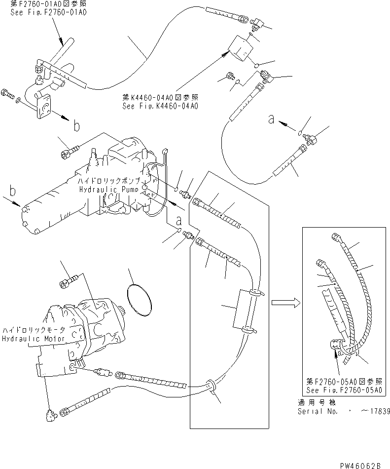 Wheel Loaders Komatsu / WA30-5 S/N 15001-UP(wa30-5c) / HST PIPING (HST CONTROL LINE)(#15001-17839)(150090 : F2760-03A0)