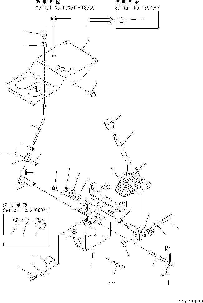 Wheel Loaders Komatsu / WA30-5 S/N 15001-UP(wa30-5c) / ENGINE CONTROL LEVER AND LINKAGE (1/2) (WITH HAND THROTTLE)(240440 : K4500-01A1)