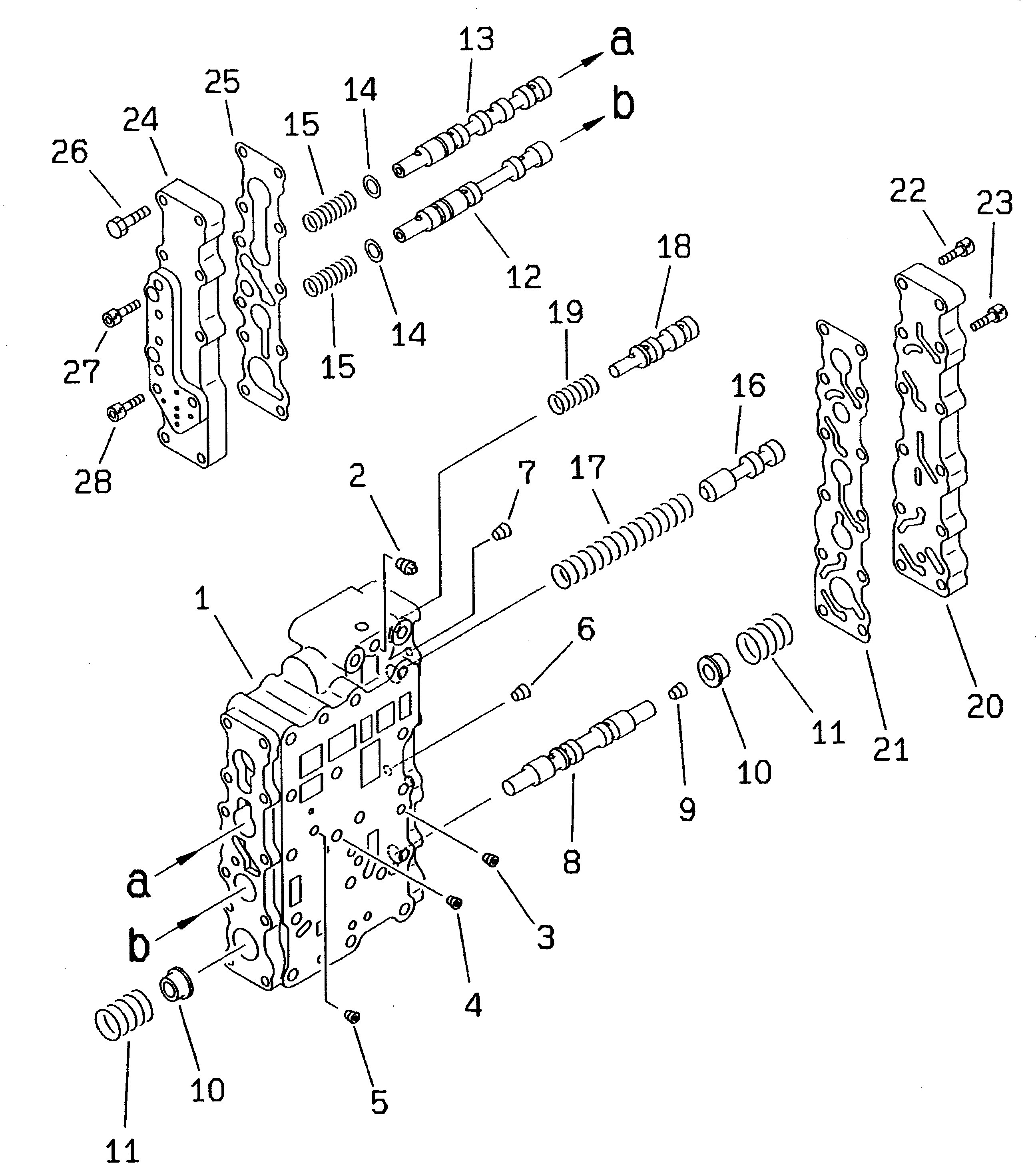 Wheel Loaders Komatsu / WA300-3A-XW S/N 50001-52999(wa300-2r) / TRANSMISSION CONTROL VALVE (2/4) (LOWER VALVE)                   (SNOW REMOVING SPEC.)(#50001-)(060140 : 2342)
