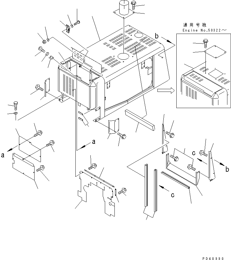 Wheel Loaders Komatsu / WA300-3A-XW S/N 50001-52999(wa300-2r) / ENGINE HOOD (WITH UNDER MIRRER)(#50001-)(120180 : 5213)