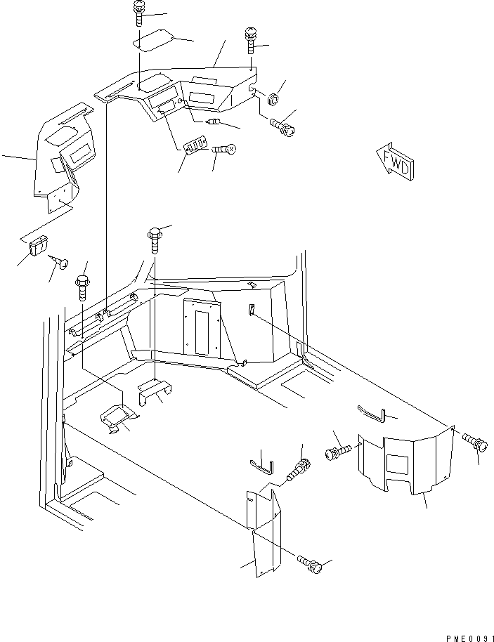 Wheel Loaders Komatsu / WA300-3A-XW S/N 50001-52999(wa300-2r) / 2-PERSONS CAB RELATED PARTS (1/2) (FRONT INTERIOR)               (WITH ROTARY SNOW REMOVER)(#50001-)(120340 : 5553)