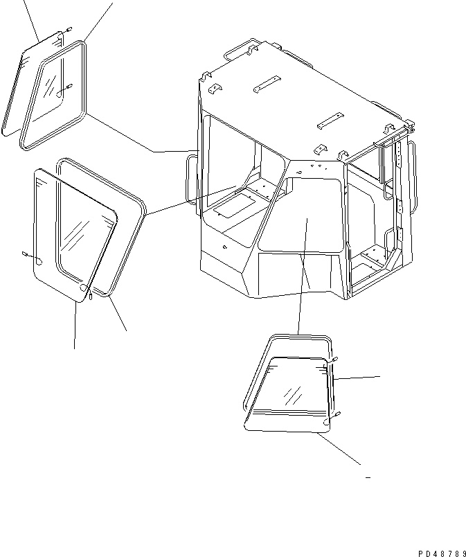 Wheel Loaders Komatsu / WA300-3A-XW S/N 50001-52999(wa300-2r) / HEAT WIRE GLASS (FOR FRONT CENTER AND SIDE WINDOW)               (WITH 2-PERSONS CAB)(#50001-)(120390 : 5594)