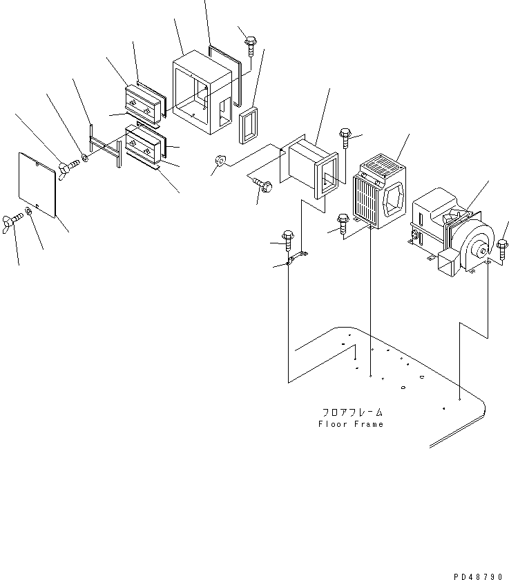 Wheel Loaders Komatsu / WA300-3A-XW S/N 50001-52999(wa300-2r) / CAR HEATER RELATED PARTS (1/6) (HEATER UNIT MOUNTING AND AIR     FILTER BOX) (WITH 2-PERSONS CAB)(#50001-)(120400 : 5691)