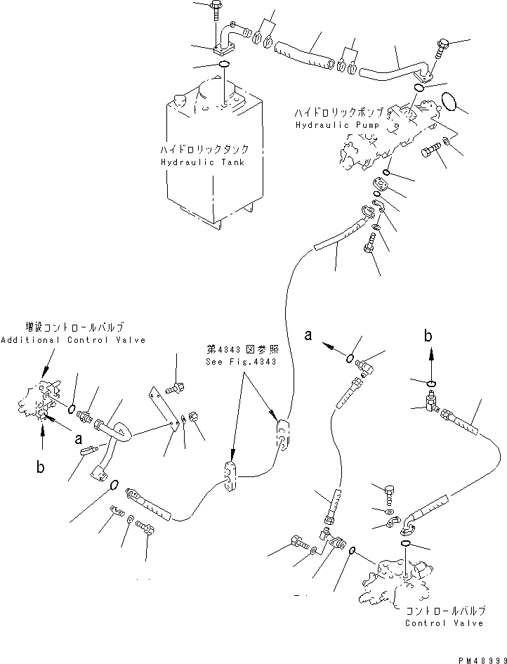 Wheel Loaders Komatsu / WA300-3A-XW S/N 50001-52999(wa300-2r) / HYDRAULIC PIPING (SUCTION AND DELIVERY LINE) (WITH ADDITIONAL    2-SPOOL CONTROL VALVE)(#50001-)(150030 : 6403)