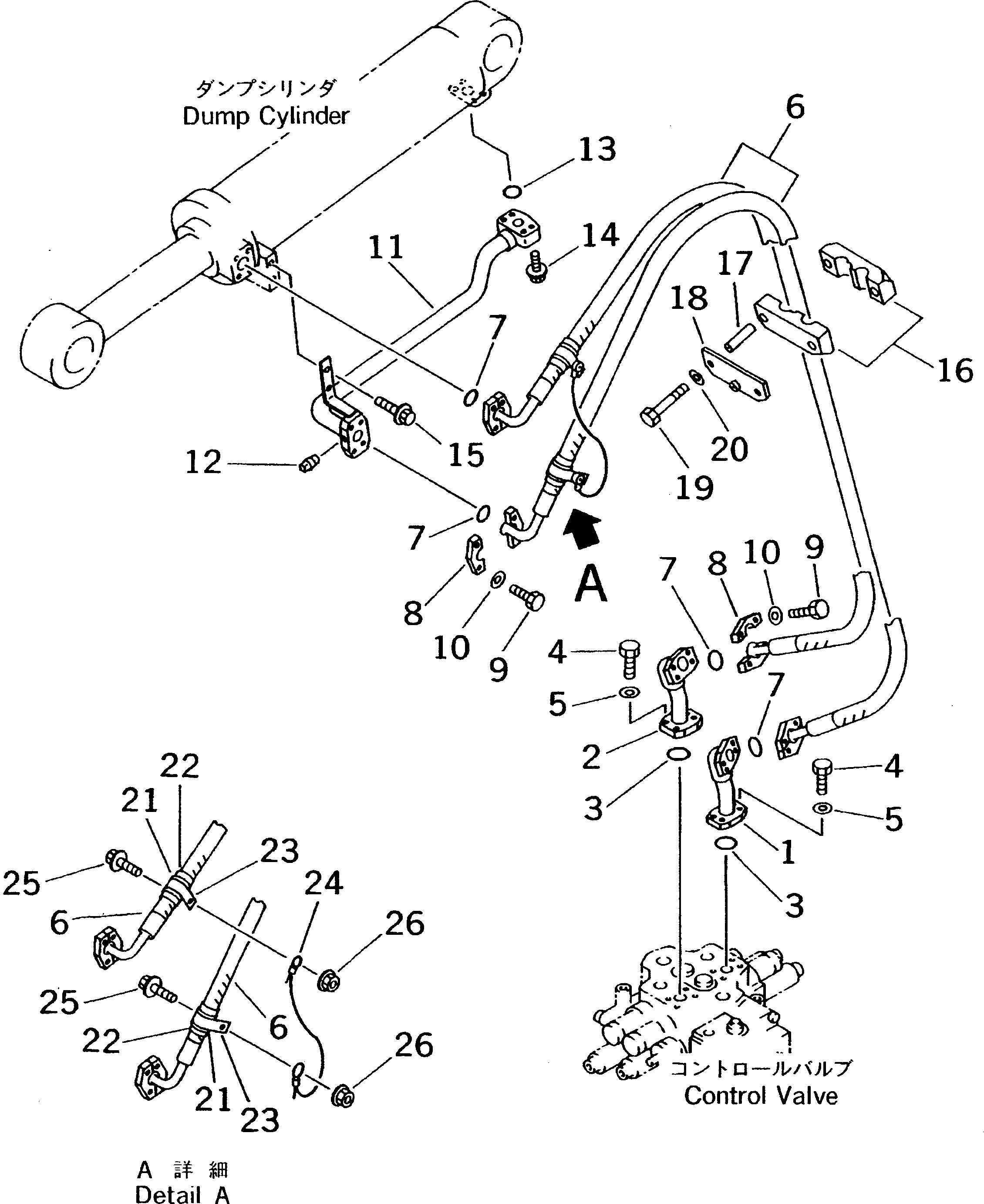 Wheel Loaders Komatsu / WA300-3A-XW S/N 50001-52999(wa300-2r) / HYDRAULIC PIPING (DUMP CYLINDER LINE) (WITH BUCKET POSITIONER    DOUBLE SWITCH)(#50001-)(150060 : 6443)