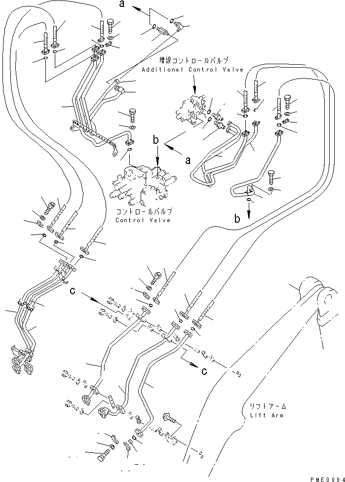 Wheel Loaders Komatsu / WA300-3A-XW S/N 50001-52999(wa300-2r) / HYDRAULIC PIPING (1/2) (FRONT ATTACHMENT LINE)                   (WITH 5-SPOOL CONTROL VALVE)(#50001-)(150080 : 6481)