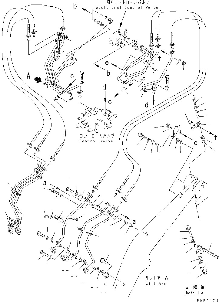 Wheel Loaders Komatsu / WA300-3A-XW S/N 50001-52999(wa300-2r) / HYDRAULIC PIPING (2/2) (FRONT ATTACHMENT LINE) (PIPING MOUNTING  PARTS) (WITH 5-SPOOL CONTROL VALVE)(#50001-)(150090 : 6482)