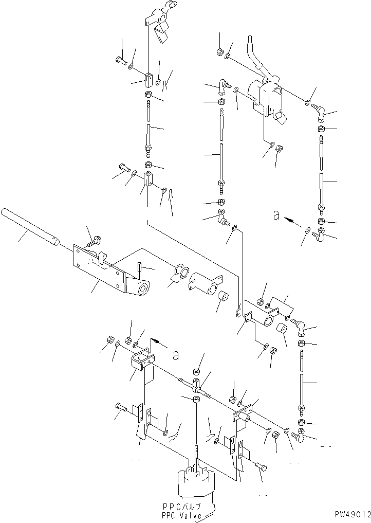Wheel Loaders Komatsu / WA300-3A-XW S/N 50001-52999(wa300-2r) / WORK EQUIPMENT CONTROL LINKAGE (MONO LEVER TYPE)(WITH FRONT ATT.)(WITH 3-SPOOL CONTROL VALVE)(#50001-)(150230 : 6662)