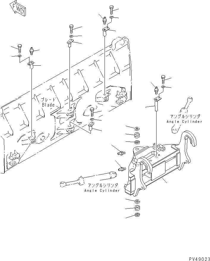Wheel Loaders Komatsu / WA300-3A-XW S/N 50001-52999(wa300-2r) / PITCH AND ANGLE SNOW PLOW (WITH HYDRAULIC MULTI COUPLER) (2/3)   (CARRIER)(#50001-)(210050 : 8026)
