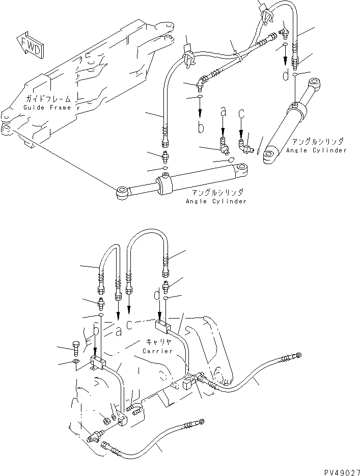 Wheel Loaders Komatsu / WA300-3A-XW S/N 50001-52999(wa300-2r) / SIDE SHIFT¤ PITCH AND ANGLE SNOW PLOW (3/4) (ANGLE CYLINDER LINE)(#50001-)(210130 : 8113)