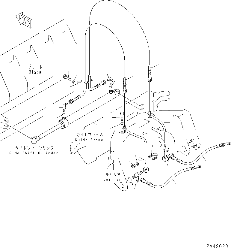 Wheel Loaders Komatsu / WA300-3A-XW S/N 50001-52999(wa300-2r) / SIDE SHIFT¤ PITCH AND ANGLE SNOW PLOW (4/4)                      (SIDE SHIFT CYLINDER LINE)(#50001-)(210140 : 8114)