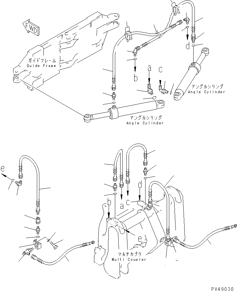 Wheel Loaders Komatsu / WA300-3A-XW S/N 50001-52999(wa300-2r) / SIDE SHIFT¤ PITCH AND ANGLE SNOW PLOW (WITH HYD. MULTI COUPLER)  (3/4) (ANGLE CYLINDER LINE)(#50001-)(210170 : 8127)