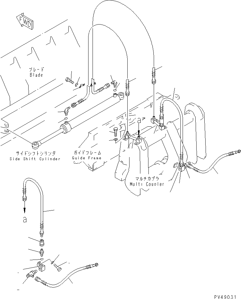 Wheel Loaders Komatsu / WA300-3A-XW S/N 50001-52999(wa300-2r) / SIDE SHIFT¤ PITCH AND ANGLE SNOW PLOW (WITH HYD. MULTI COUPLER)  (4/4) (SIDE SHIFT CYLINDER LINE)(#50001-)(210180 : 8128)