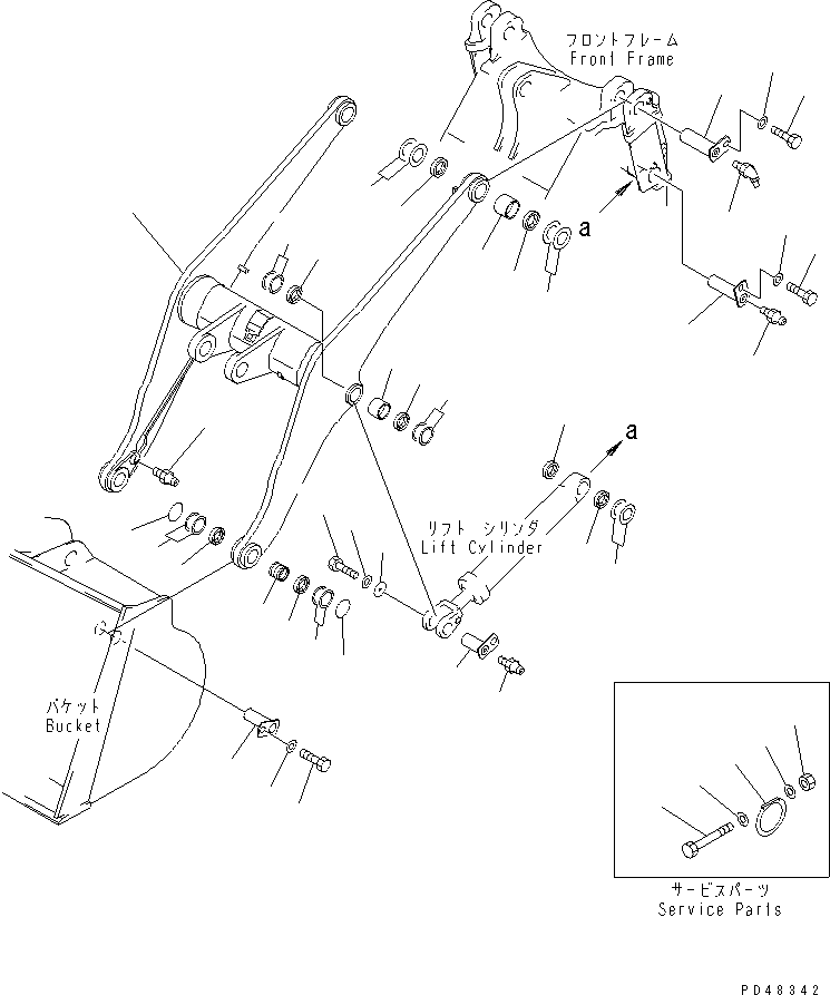 Wheel Loaders Komatsu / WA300-3A-X S/N 50001-52999(wa300-3r) / LIFT ARM (WITH AUTO GREASE SYSTEM)(#50001-)(210070 : 7009)