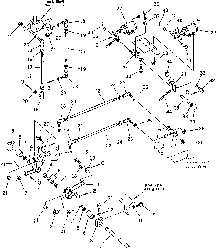 Wheel Loaders Komatsu / WA320-1 S/N 10001-UP (For C.I.S. -30cent. Spec.)(wa320-0c) / WORK EQUIPMENT CONTROL LEVER (2/2) (MONO LEVER TYPE)(#20001-)(180210 : 6622)