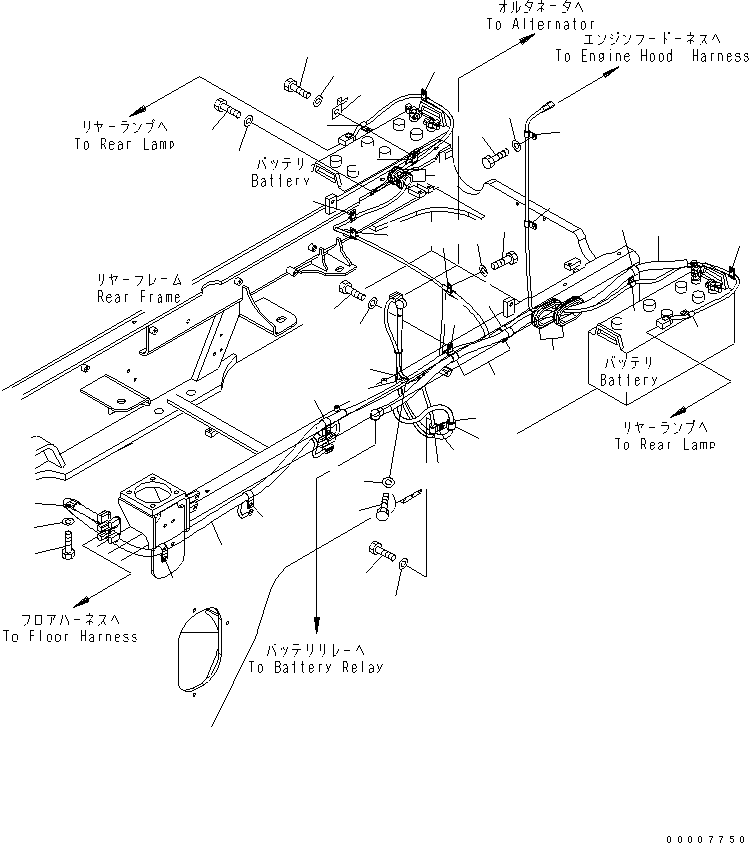 Wheel Loaders Komatsu / WA320-5 S/N 60001-UP(wa320-5r) / REAR HARNESS (1/4) (MAIN HARNESS)(120090 : E0202-01A0)