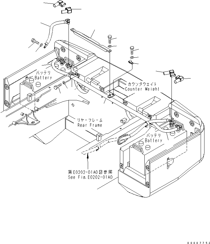 Wheel Loaders Komatsu / WA320-5 S/N 60001-UP(wa320-5r) / REAR HARNESS (3/4) (BATTERY CABLE)(120110 : E0202-03A0)