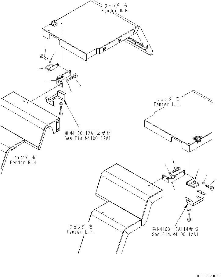 Wheel Loaders Komatsu / WA320-5 S/N 60001-UP(wa320-5r) / REAR FENDER (HOOK AND DOVE TAIL) (FOR FULL FENDER)(270180 : M4200-02A1)