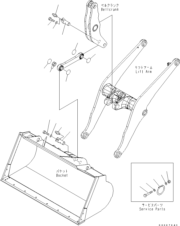 Wheel Loaders Komatsu / WA320-5 S/N 60001-UP(wa320-5r) / LIFT ARM AND BELLCRANK (MOUTING PARTS)(330050 : T4110-02A0)
