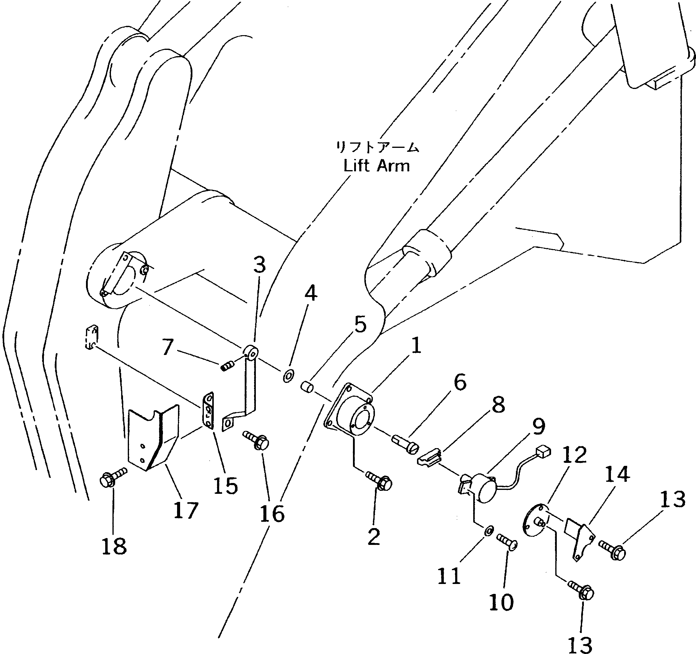 Wheel Loaders Komatsu / WA320-3 S/N 50001-52999 (Overseas Version)(wa320-7c) / ELECTRICAL SYSTEM (BUCKET AUTO LEVELING SYSTEM LINE) (3/3)       (POTENTIOMETER MOUNTING PARTS)(#50001-)(030140 : 1487)