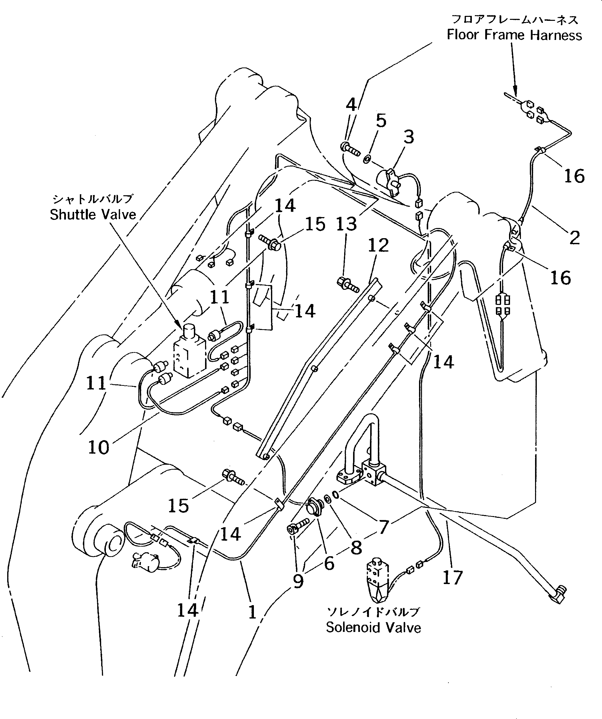 Wheel Loaders Komatsu / WA320-3 S/N 50001-52999 (Overseas Version)(wa320-7c) / ELECTRICAL SYSTEM (REMOTE BUCKET POSITIONER SYSTEM LINE) (1/3)   (FRONT FRAME LINE)(#50001-)(030150 : 1495)