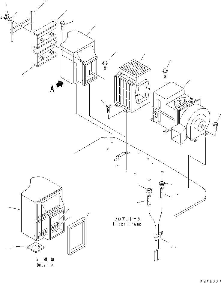 Wheel Loaders Komatsu / WA320-3 S/N 50001-52999 (Overseas Version)(wa320-7c) / AIR CONDITIONER RELATED PARTS (4/8) (AIR CONDITIONER UNIT        MOUNTING AND AIR FILTER BOX)(#50001-)(150620 : 5624)