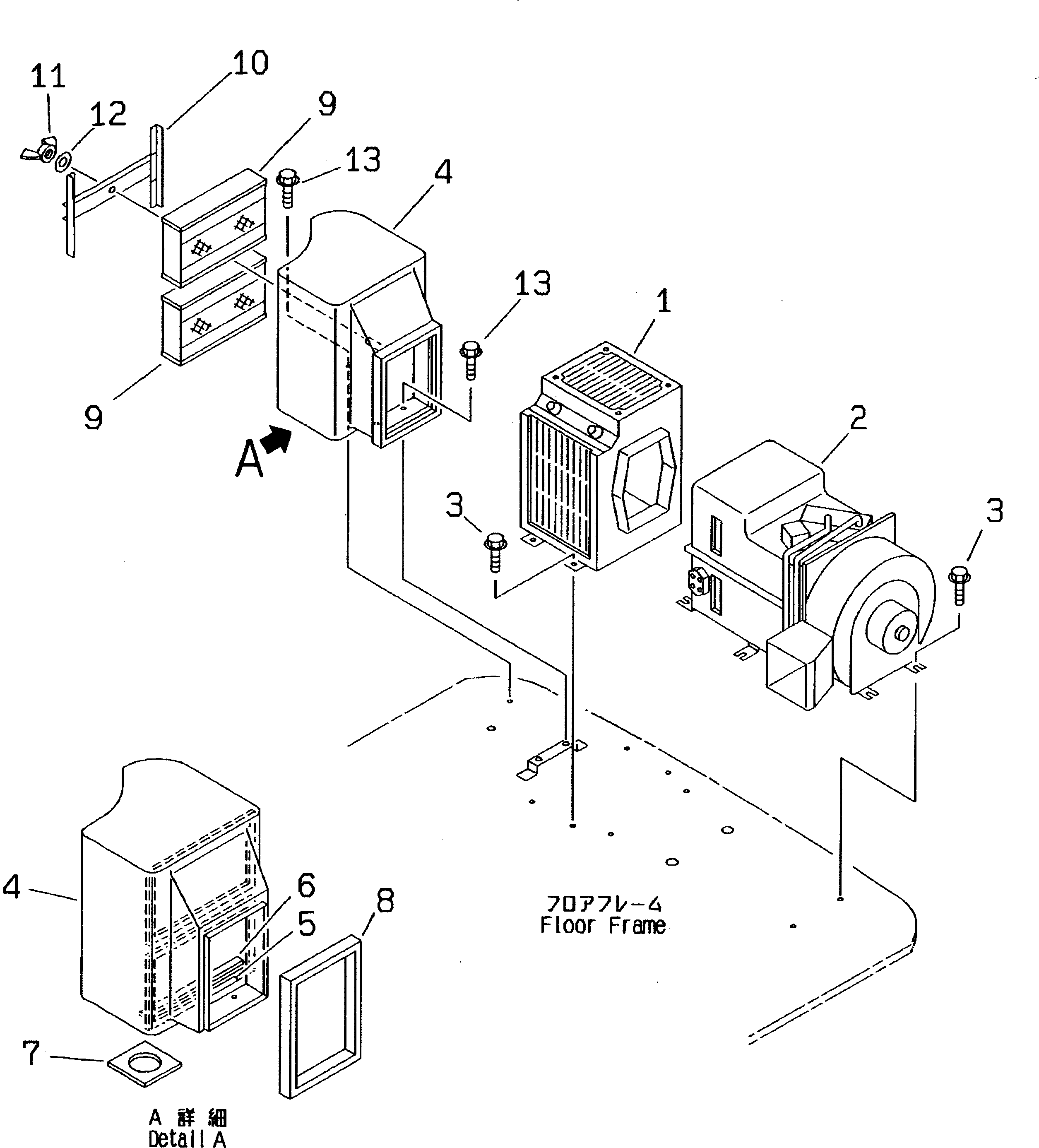 Wheel Loaders Komatsu / WA320-3 S/N 50001-52999 (Overseas Version)(wa320-7c) / CAR HEATER RELATED PARTS (1/5) (HEATER UNIT MOUNTING)(#50001-)(150730 : 5651)