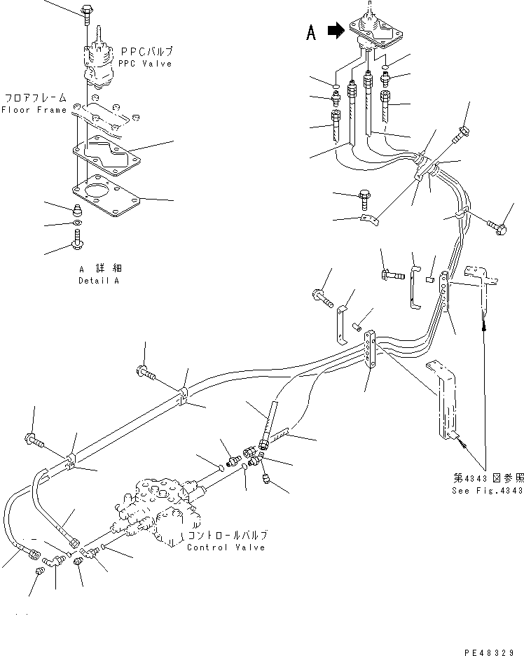 Wheel Loaders Komatsu / WA320-3 S/N 50001-52999 (Overseas Version)(wa320-7c) / HYDRAULIC PIPING (PPC VALVE LINE) (2/2) (PILOT LINE)(#50001-)(180310 : 6502)