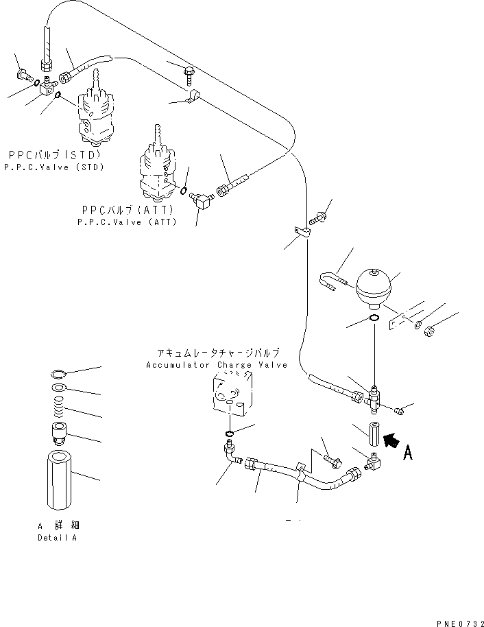 Wheel Loaders Komatsu / WA320-3 S/N 50001-52999 (Overseas Version)(wa320-7c) / HYDRAULIC PIPING (PPC VALVE LINE) (1/4) (ACCUMULATOR CHARGE VALVETO PPC VALVE) (WITH 3-SPOOL VALVE)(#50001-)(180320 : 6511)