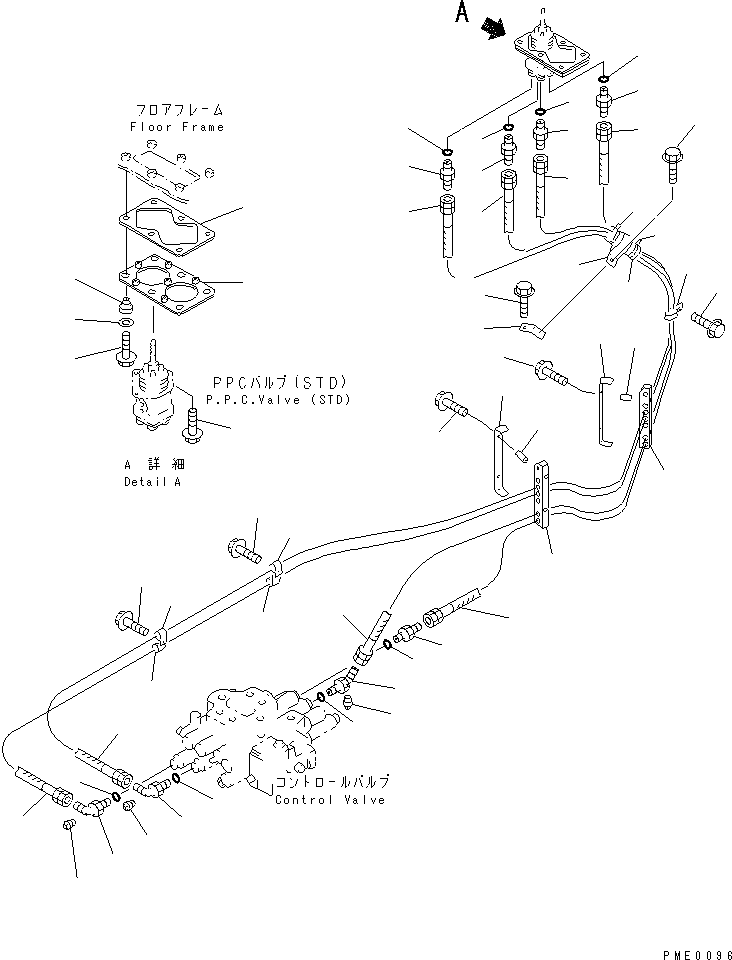 Wheel Loaders Komatsu / WA320-3 S/N 50001-52999 (Overseas Version)(wa320-7c) / HYDRAULIC PIPING (PPC VALVE LINE) (2/4) (PILOT LINE (1/2))       (WITH 3-SPOOL VALVE)(#50001-)(180330 : 6512)
