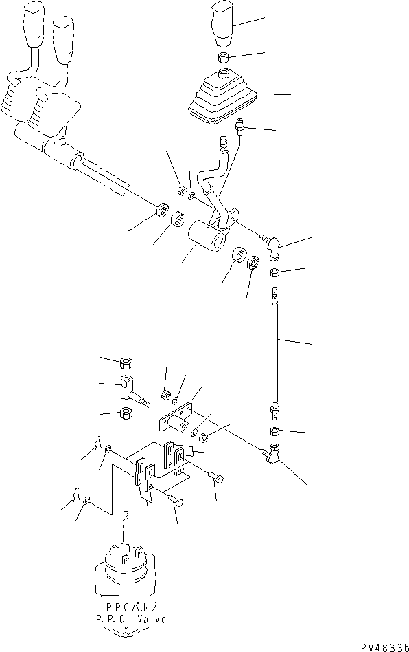 Wheel Loaders Komatsu / WA320-3 S/N 50001-52999 (Overseas Version)(wa320-7c) / FRONT ATTACHMENT CONTROL LEVER AND LINKAGE (WITH 3-SPOOL CONTROL VALVE)(#50001-)(180460 : 6611)
