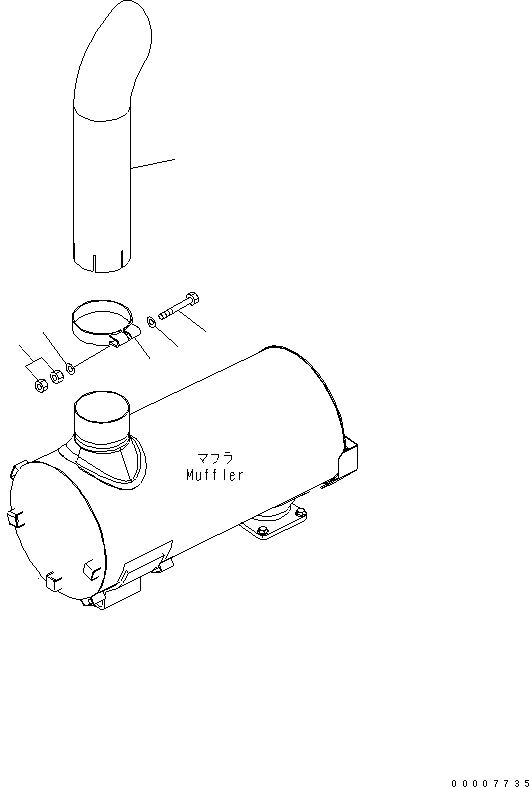 Komatsu parts book diagram for WA320-5 S/N 60001-UP: EXHAUST PIPE