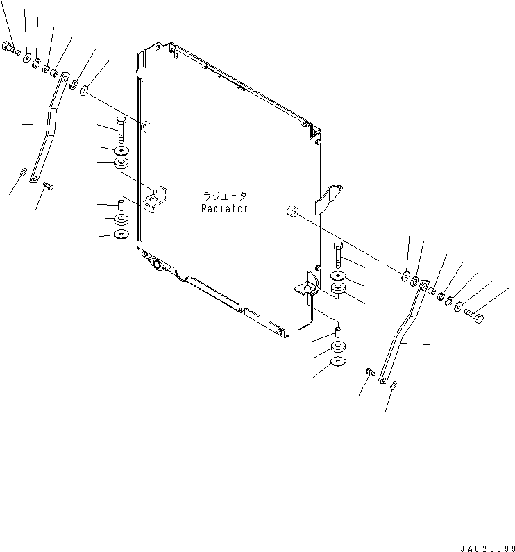 Komatsu parts book diagram for WA320-5 S/N 60001-UP: RADIATOR MOUNT