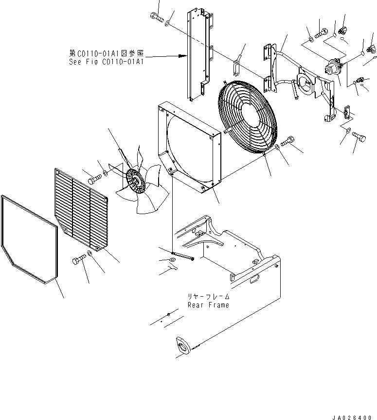 Komatsu parts book diagram for WA320-5 S/N 60001-UP: RADIATOR (FAN DRIVE)(#62359-)