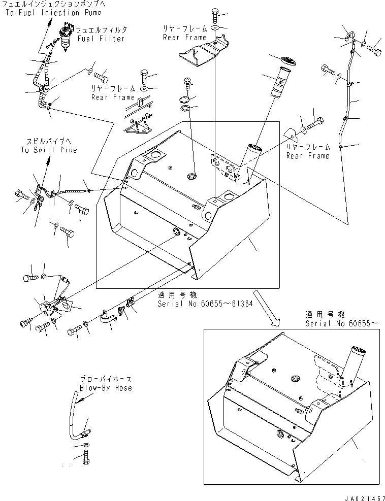 Komatsu parts book diagram for WA320-5 S/N 60001-UP: FUEL TANK(#60754-)