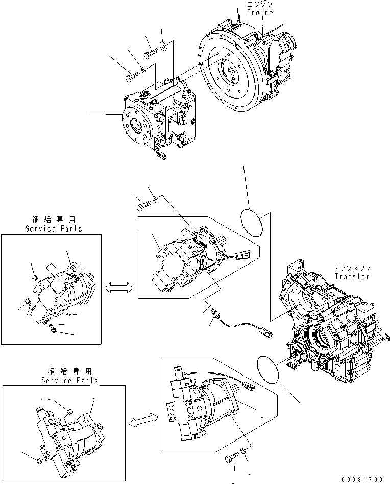 Komatsu parts book diagram for WA320-5 S/N 60001-UP: HST PUMP(#60001-62020)