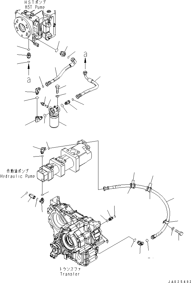 Komatsu parts book diagram for WA320-5 S/N 60001-UP: HST OIL LINE (FILTER AND TRANSFER LINE)(#62357-)