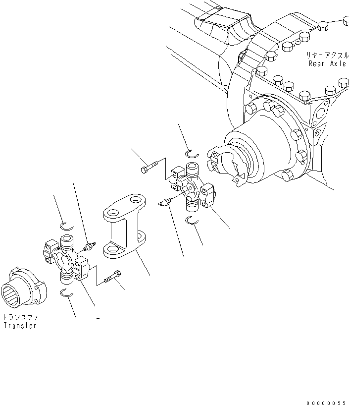 Komatsu parts book diagram for WA320-5 S/N 60001-UP: DRIVE SHAFT (REAR)