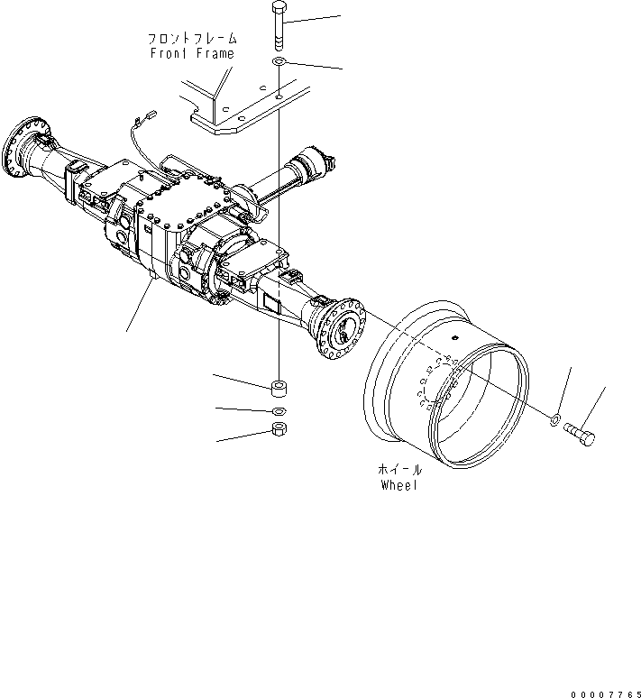 Komatsu parts book diagram for WA320-5 S/N 60001-UP: FRONT AXLE MOUNTING