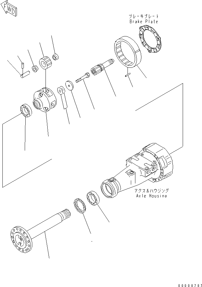 Komatsu parts book diagram for WA320-5 S/N 60001-UP: FRONT AXLE (FINAL DRIVE) (L.H.)
