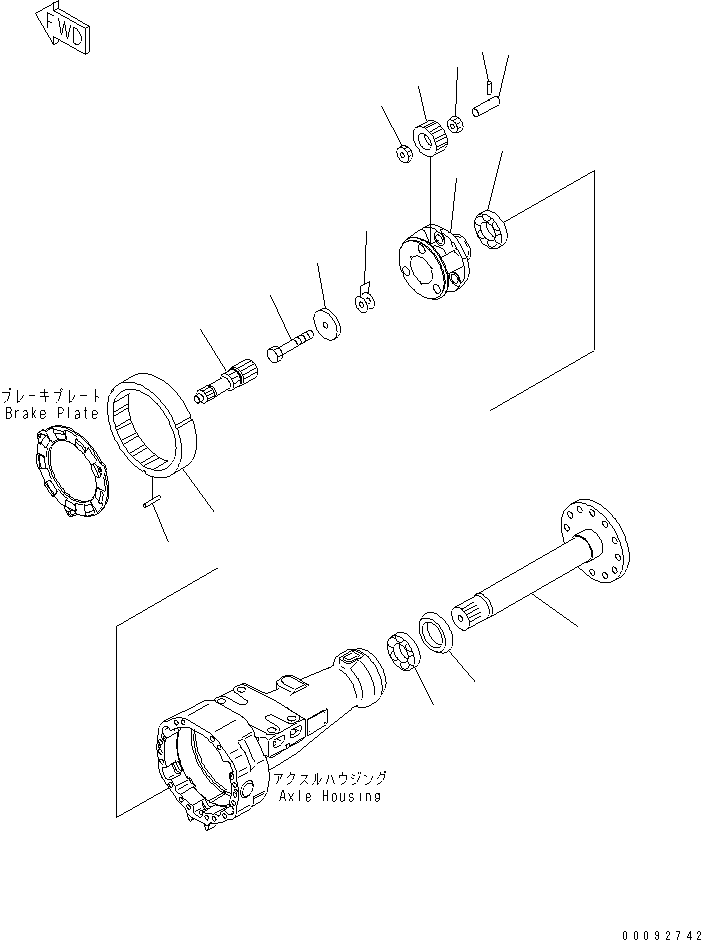 Komatsu parts book diagram for WA320-5 S/N 60001-UP: FRONT AXLE (FINAL DRIVE) (R.H.)