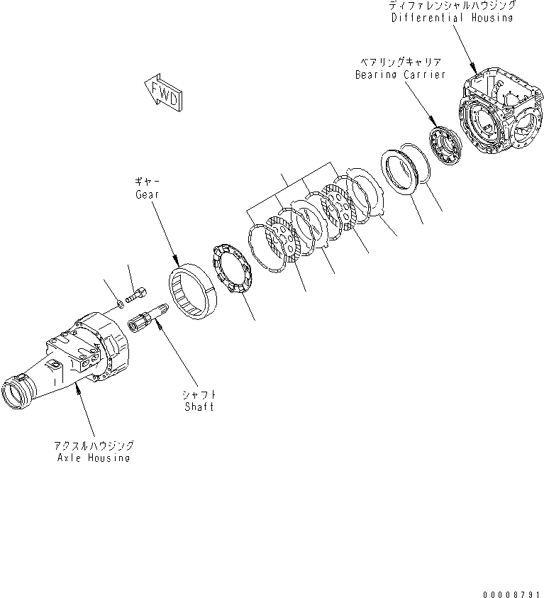 Komatsu parts book diagram for WA320-5 S/N 60001-UP: FRONT AXLE (BRAKE)