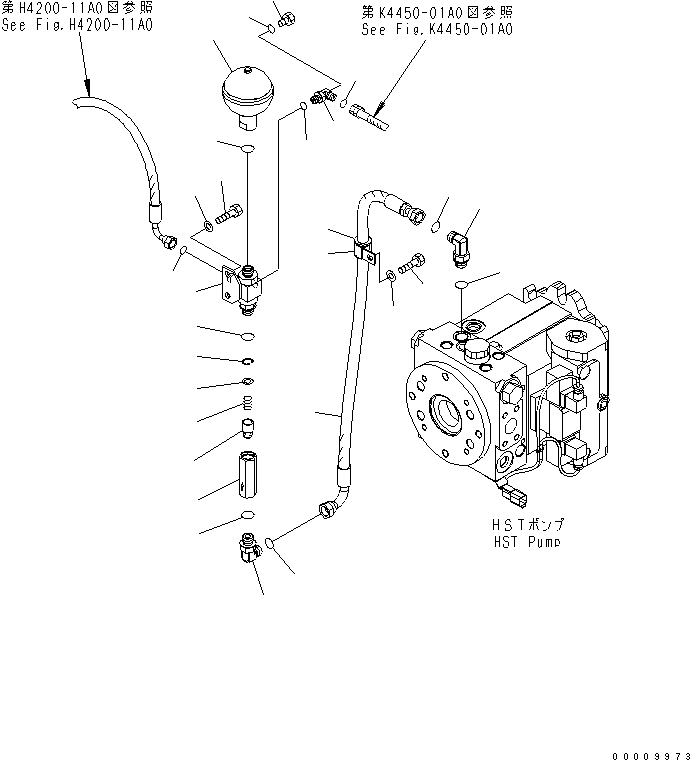 Komatsu parts book diagram for WA320-5 S/N 60001-UP: HYDRAULIC PIPING (P.P.C. PIPING 1/2)