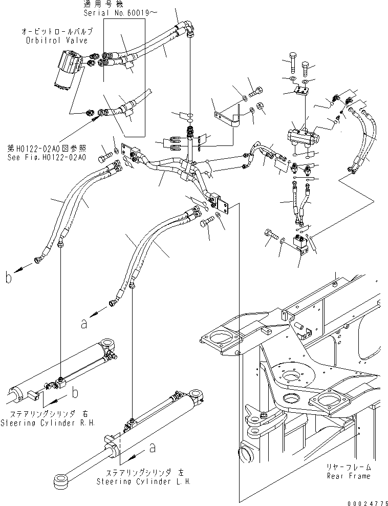 Komatsu parts book diagram for WA320-5 S/N 60001-UP: STEERING LINE