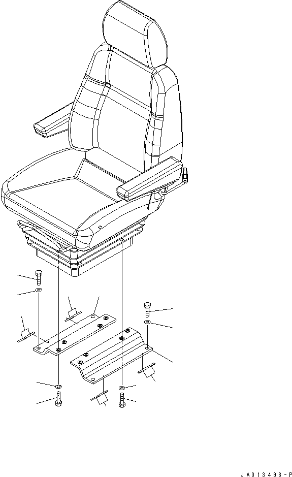 Komatsu parts book diagram for WA320-5 S/N 60001-UP: OPERATOR'S SEAT (MOUNTING PARTS) (KAB) (FOR EXCEPT JAPAN)(#62498-)