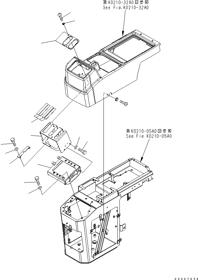 Komatsu parts book diagram for WA320-5 S/N 60001-UP: FLOOR (COVER R.H.) (2-LEVER)
