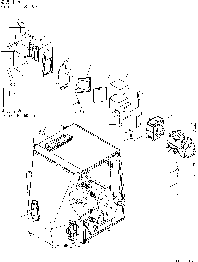 Komatsu parts book diagram for WA320-5 S/N 60001-UP: FLOOR (AIR CONDITIONER)