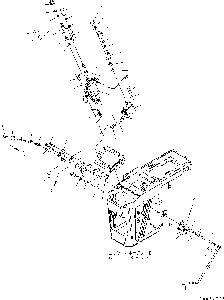 Komatsu parts book diagram for WA320-5 S/N 60001-UP: FLOOR (LOADER CONTROL) (1/2) (P.P.C VALVE AND LEVER) (3-LEVER)(#63001-)