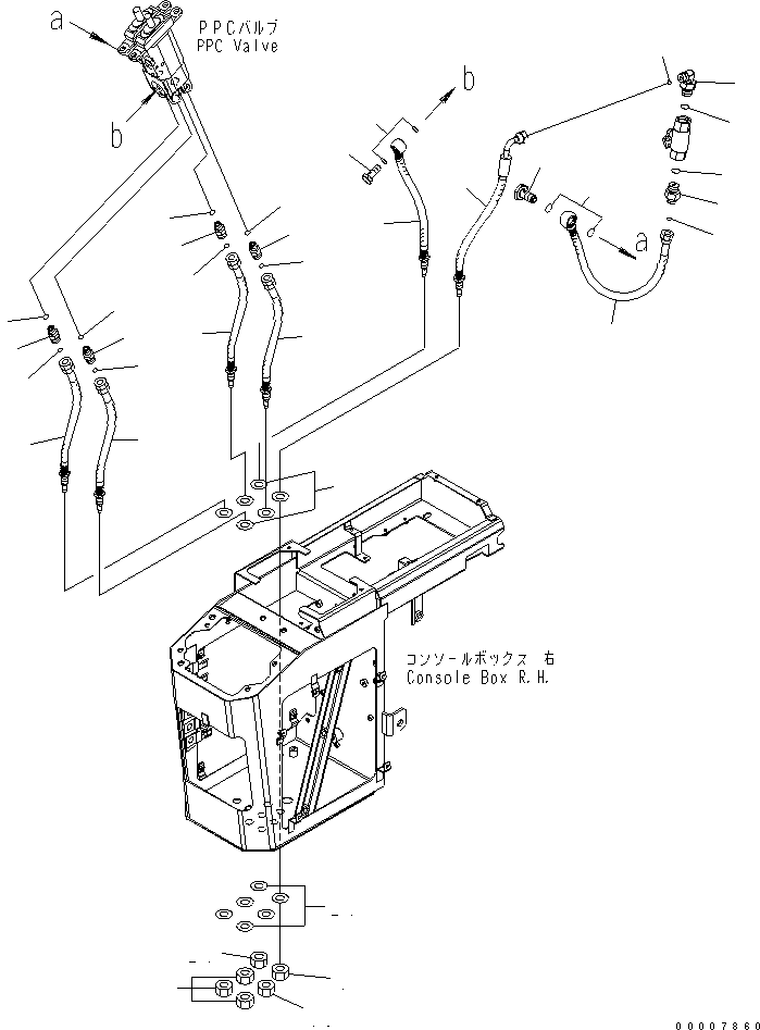 Komatsu parts book diagram for WA320-5 S/N 60001-UP: FLOOR (LOADER CONTROL) (2/2) (HOSE) (2-LEVER)